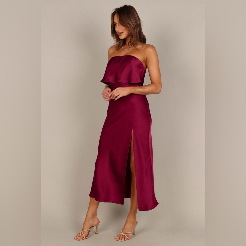 NWT Petal & Pup Vienna Strapless Midi Dress, Berry, Women’s Size Large - Picture 11 of 16